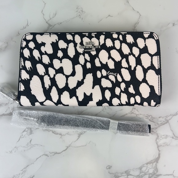 Coach Handbags - Coach Long Zip Around Wallet With Spotted Animal Print